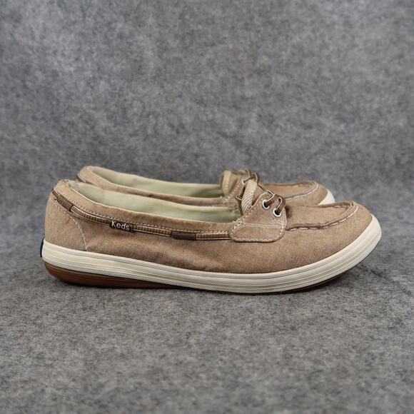 Keds Shoes Womens 7.5 Boat Sneaker Slip On Casual Comfort Two Eye Moc Toe Brown - Picture 1 of 12